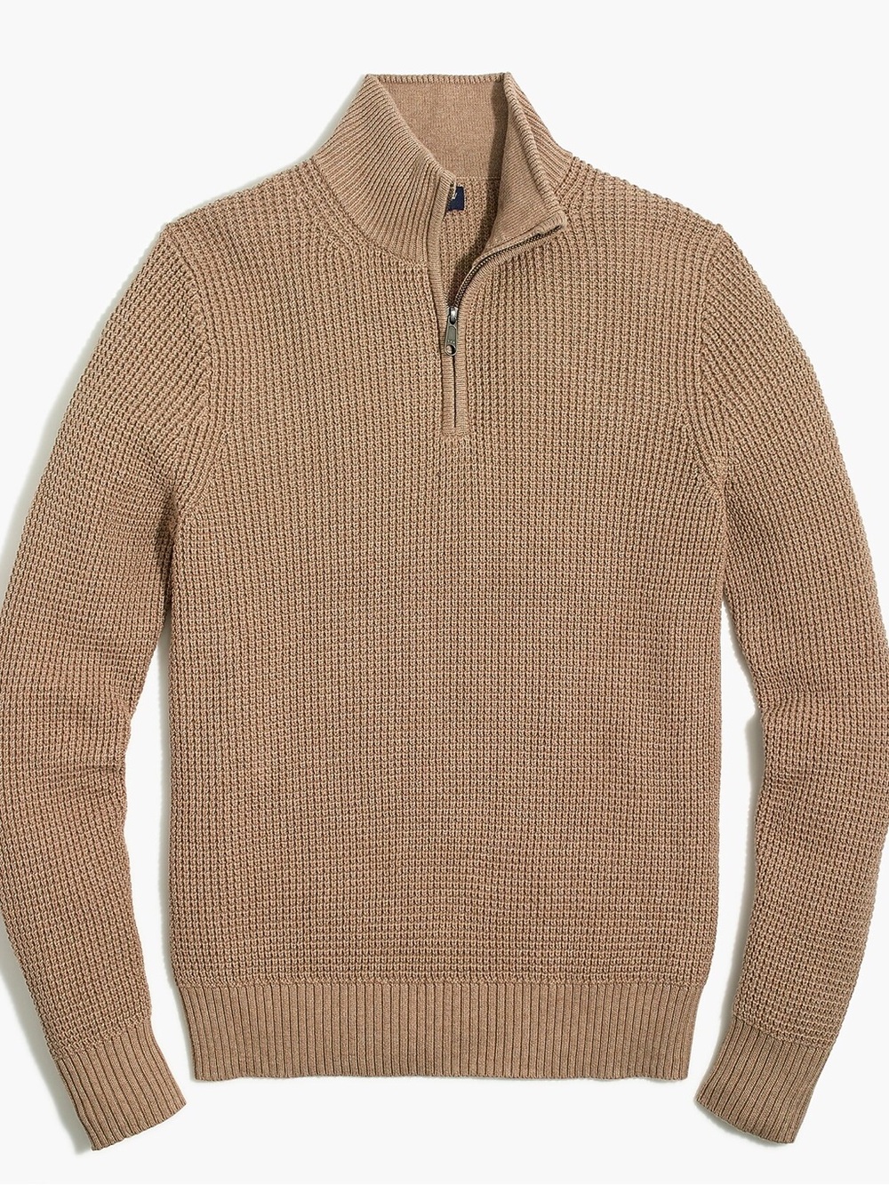 J. Crew Factory Waffle-knit half-zip pullover Heather Latte Men